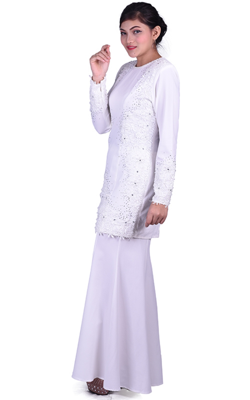 BAJU KURUNG MODEN BELLA WHITE Baju Kurung Women